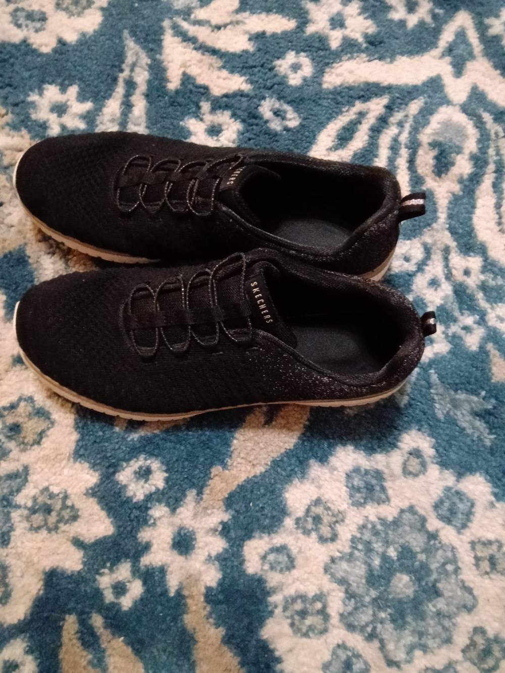 Skechers Black Knit Slip-On Sneakers with White Sole - Picture 2 of 4
